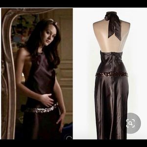 Vera Wang Brown Silk Halter Sequin Cocktail Dress Size 6, Prom, Wedding guest
